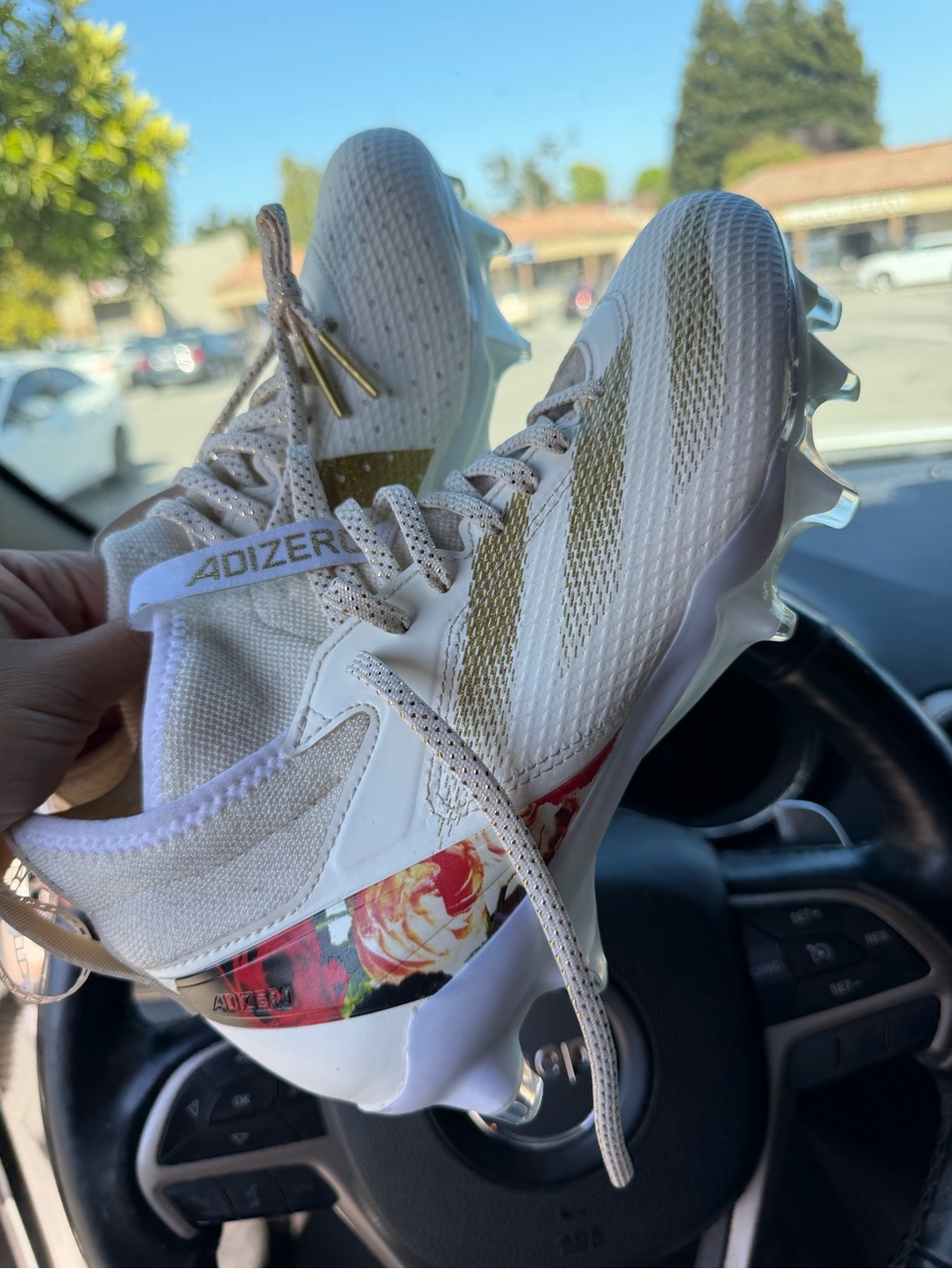 ADIZERO Women's/Mens Cleats in White and Gold - Lightweight Performance